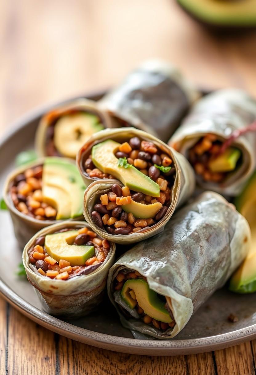 Avocado and Black Bean Rolls