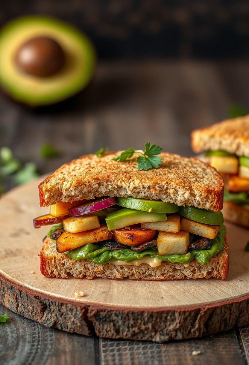 Avocado and Roasted Vegetable Sandwich