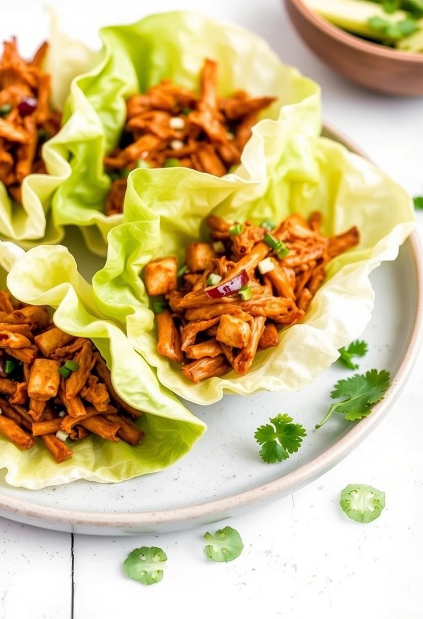 BBQ Pulled "Pork" Tofu Lettuce Wraps