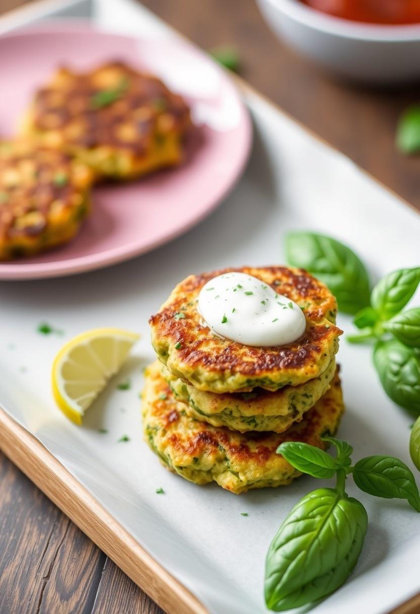 Basil Pesto Zucchini Fritters