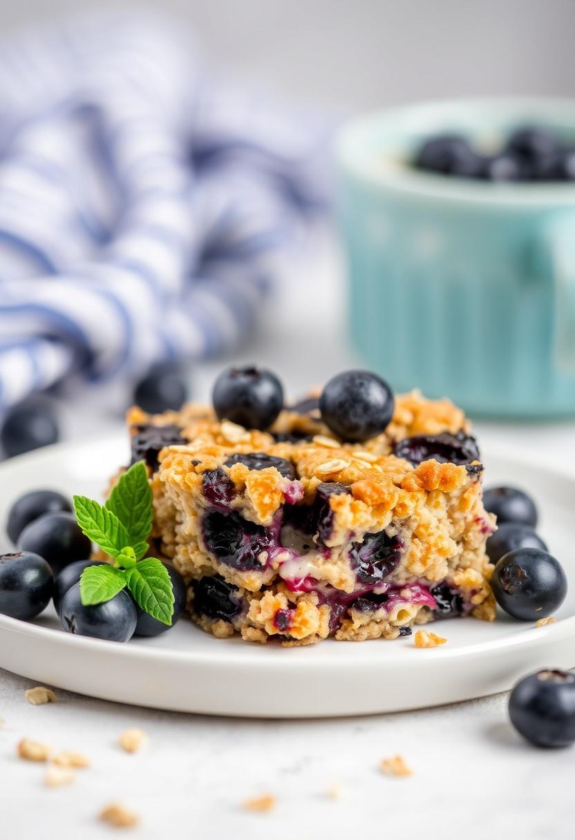 Blueberry Oatmeal Breakfast Casserole