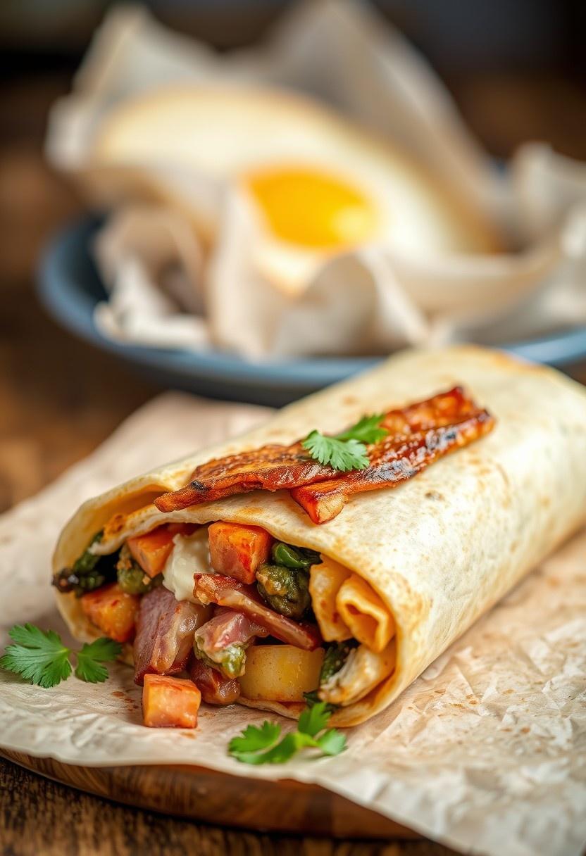 Breakfast Potato and Tempeh Bacon Burrito