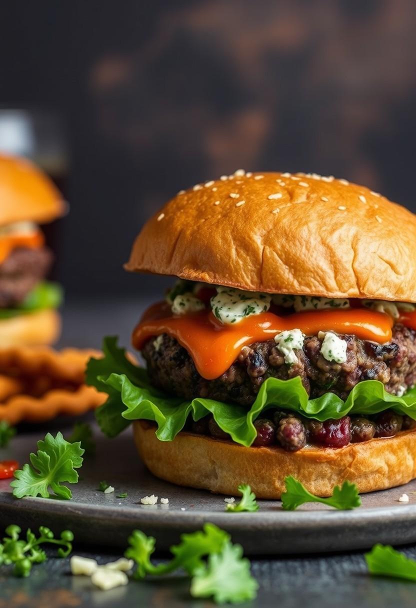 Buffalo Blue Cheese Black Bean Burger