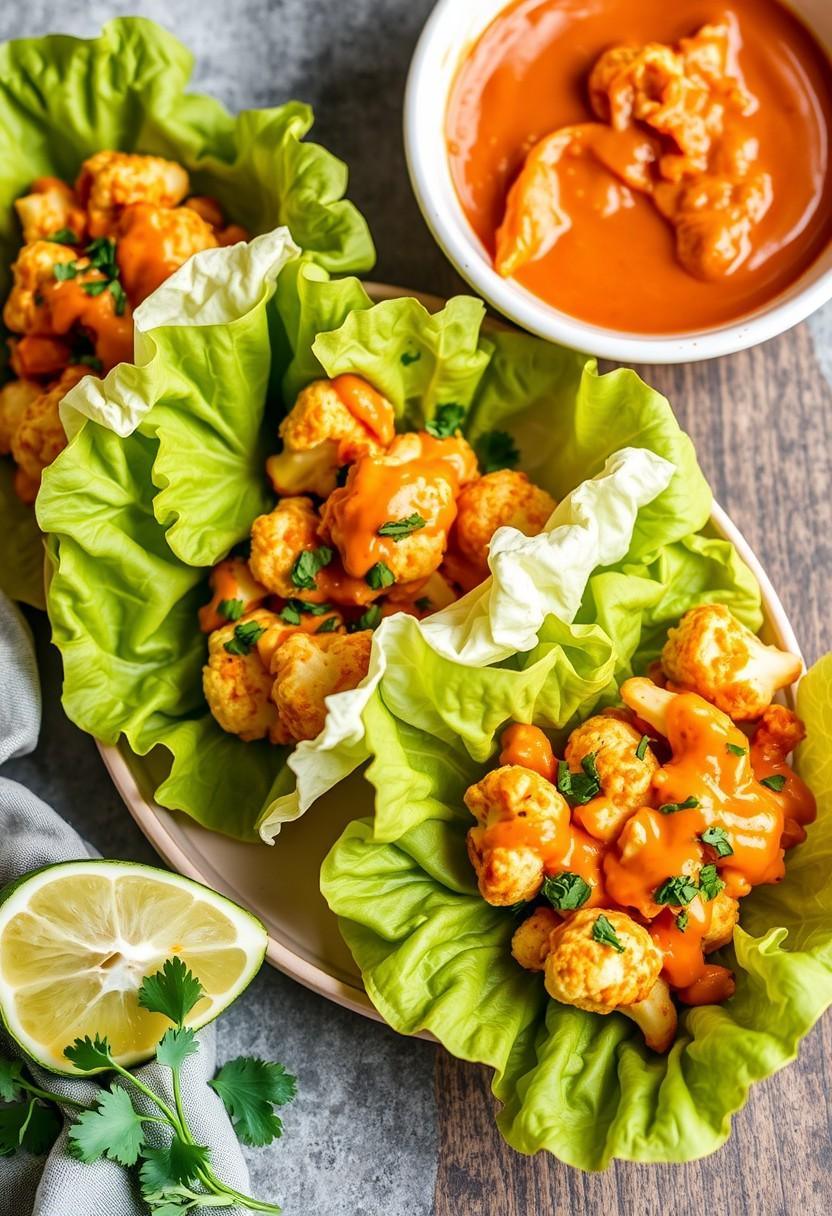 Buffalo Cauliflower Lettuce Wraps