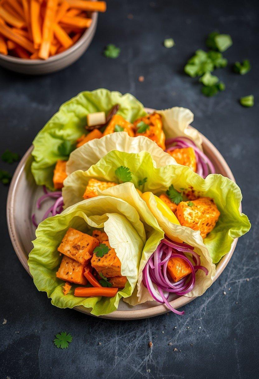 Buffalo "Chicken" Tofu Lettuce Wraps