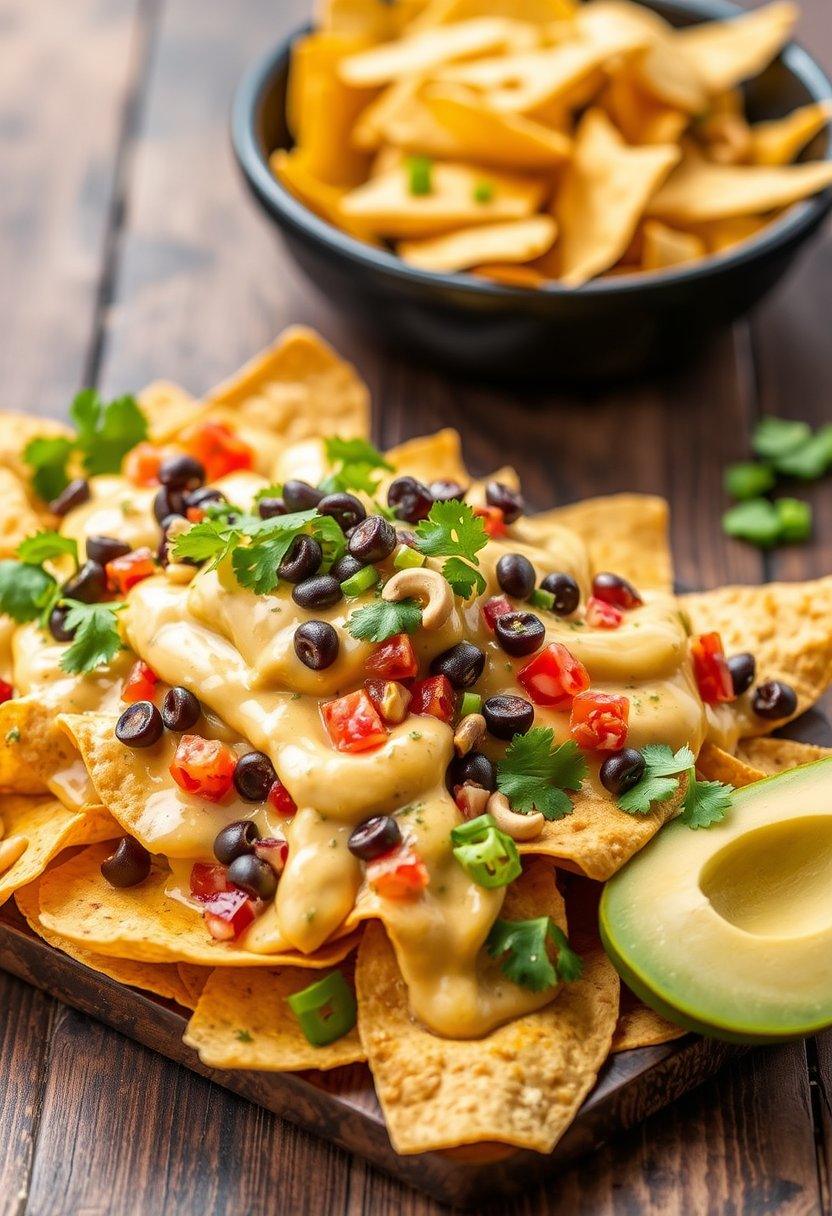 . Cashew “Cheese” Sauce Nachos