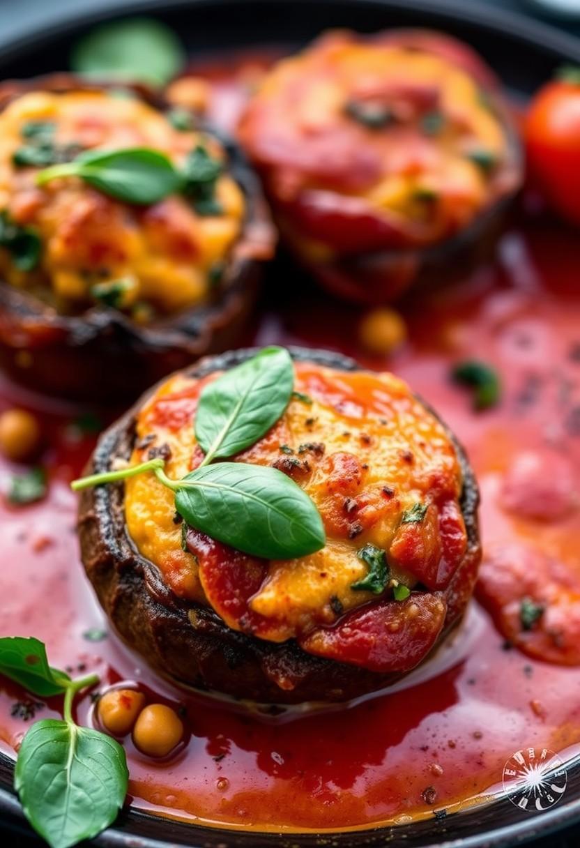 . Chickpea and Spinach Stuffed Portobellos