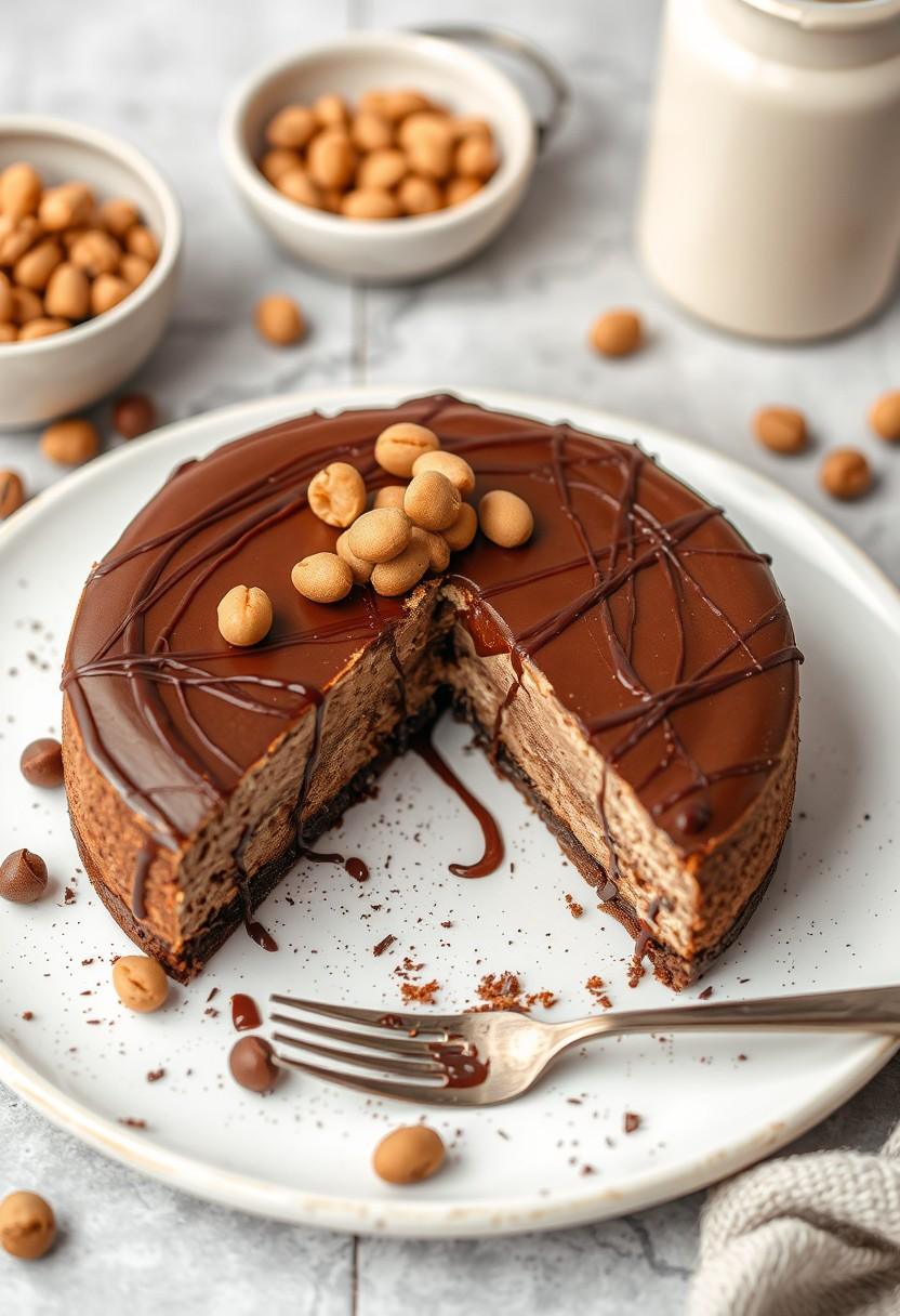 Chocolate Peanut Butter Vegan Cheesecake