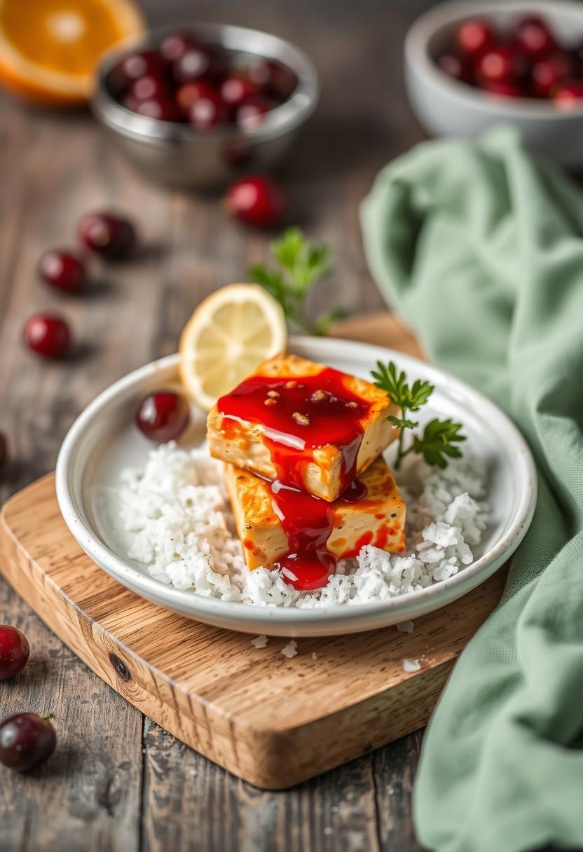 Cranberry Orange Glazed Tofu