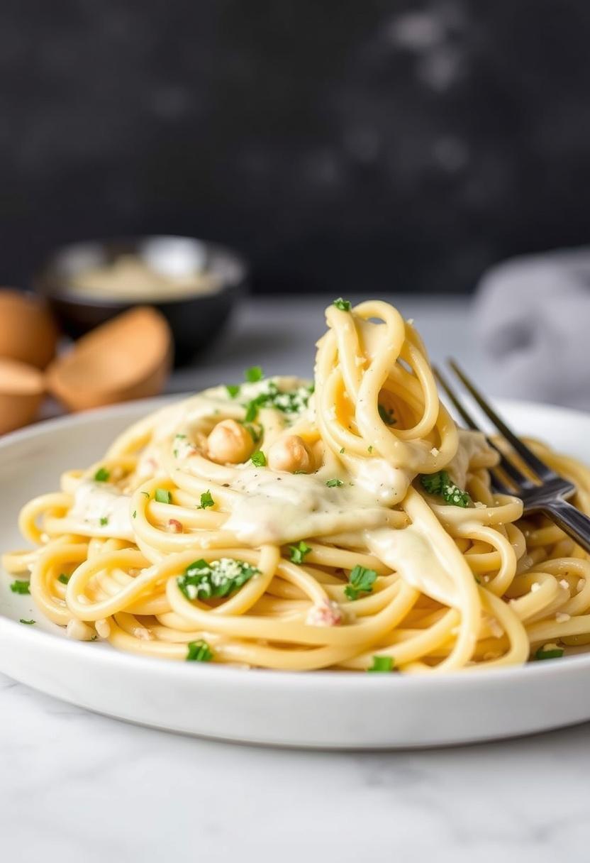 Creamy Cashew Alfredo Fettuccine