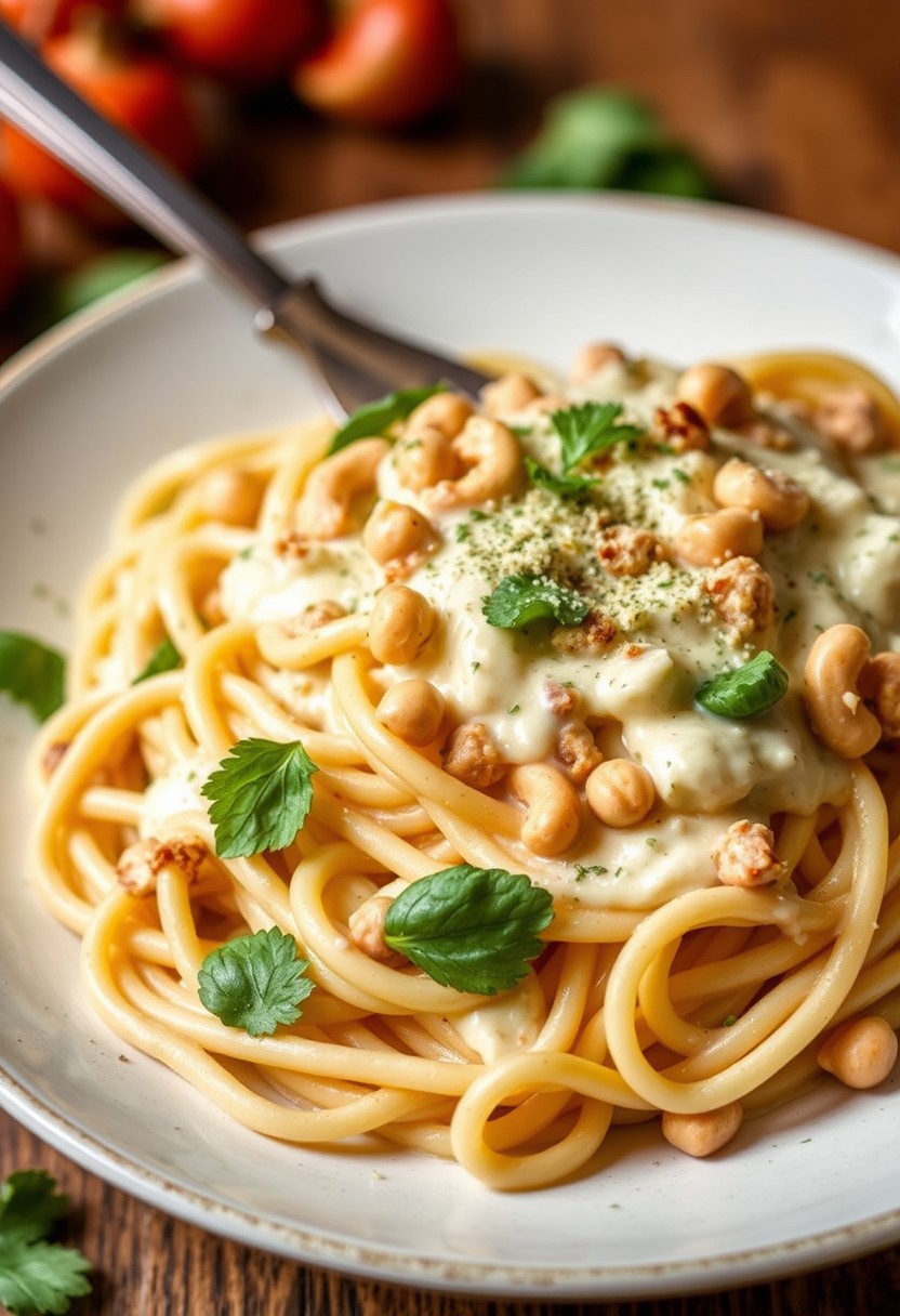 Creamy Cashew Alfredo Pasta