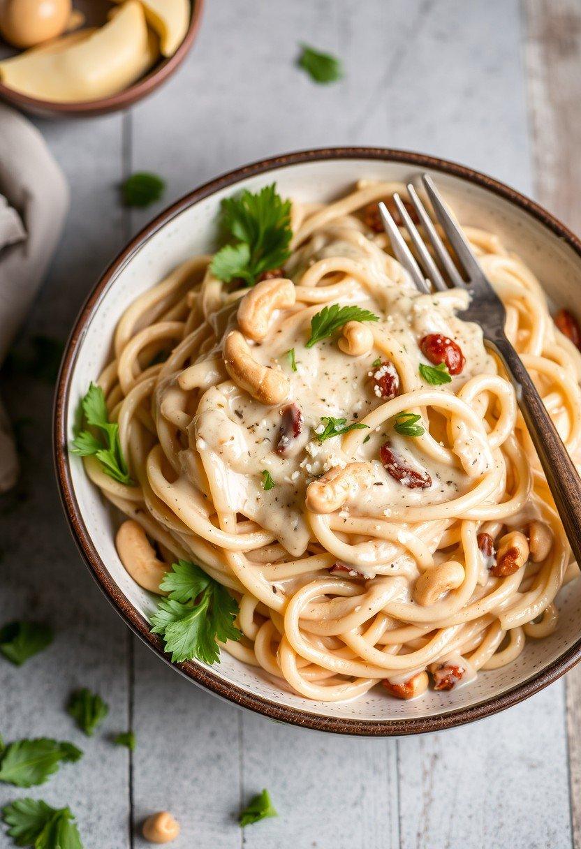 Creamy Cashew Udon Alfredo