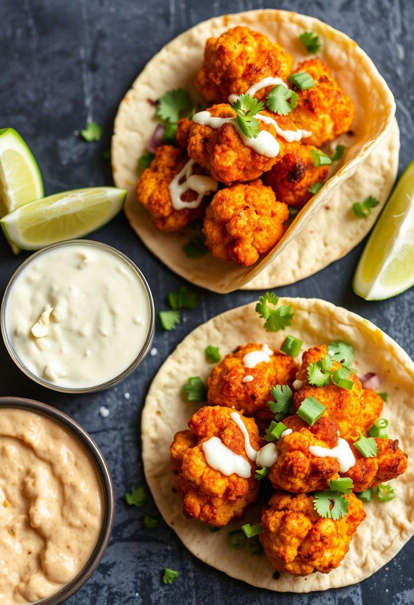 Crispy Buffalo Cauliflower Tacos