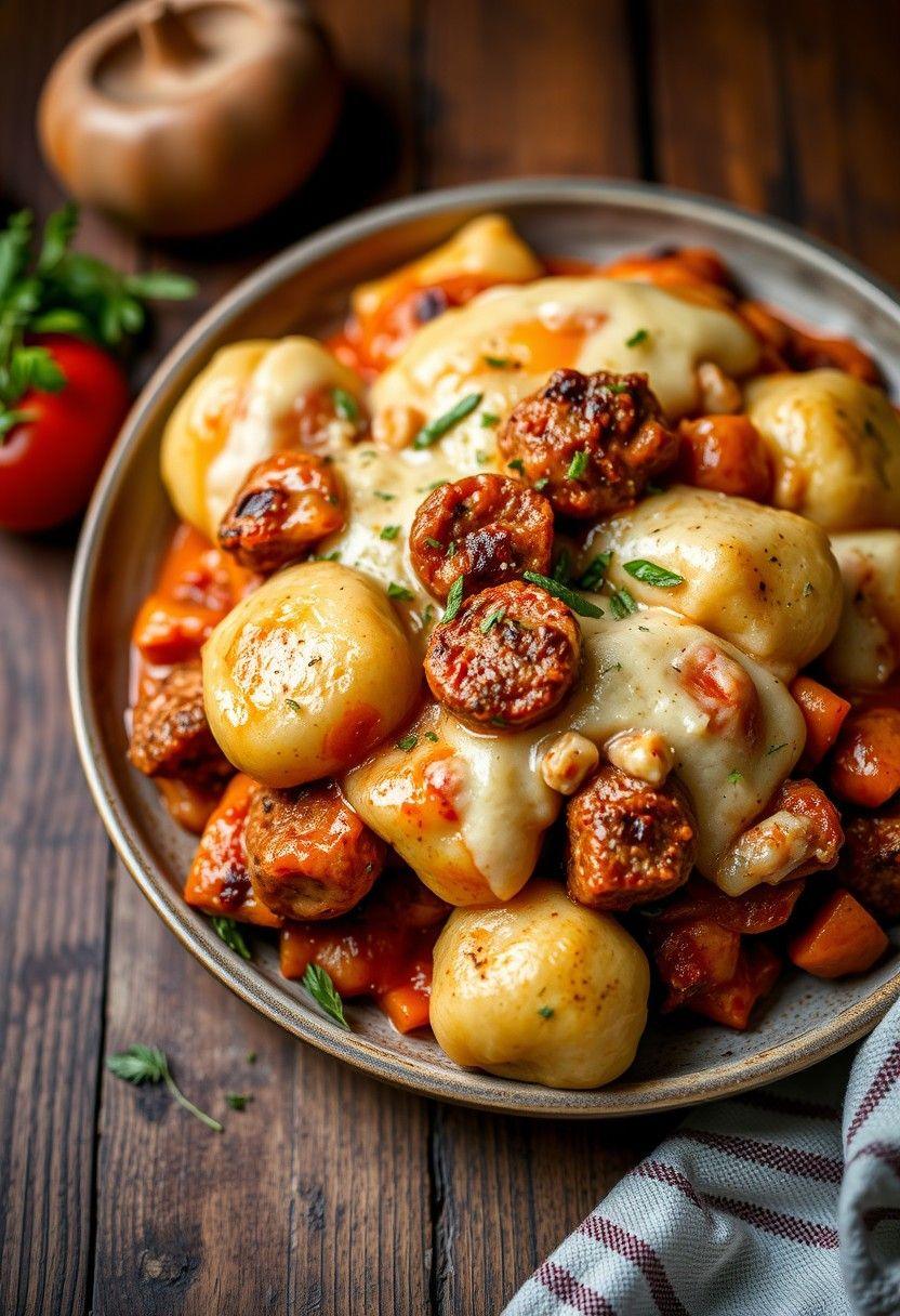 Gnocchi Bake with Vegan Sausage