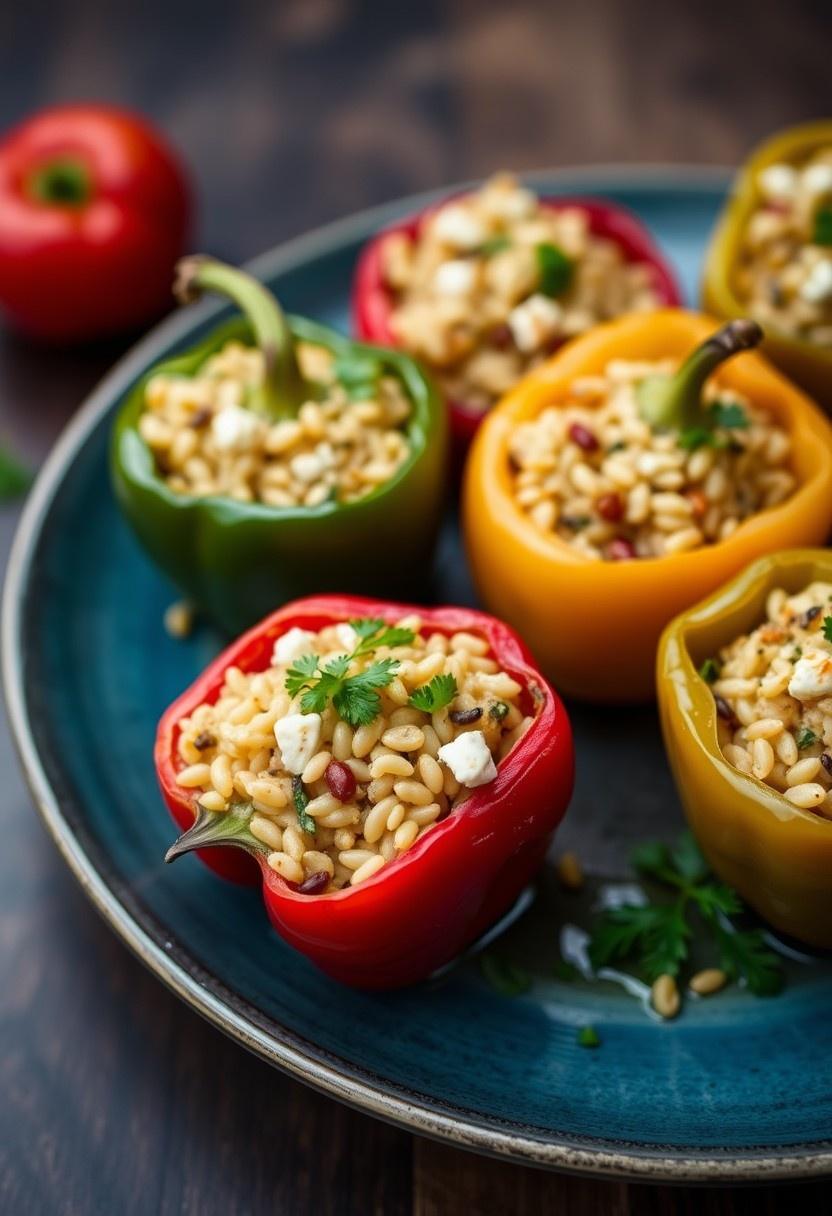 Greek-Inspired Orzo Stuffed Bell Peppers