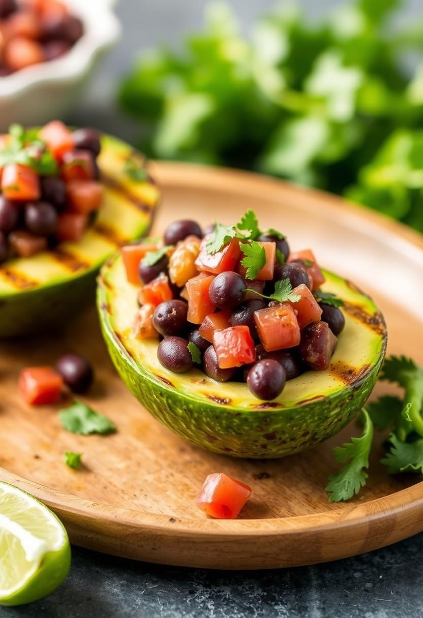 Grilled Avocado Stuffed with Black Bean Salsa