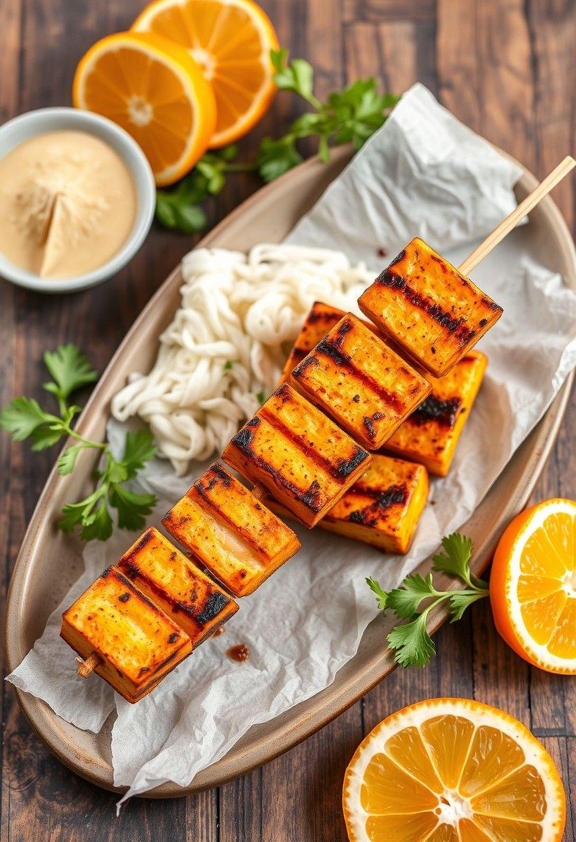 Grilled Orange Tofu Skewers