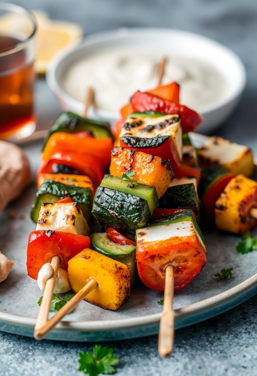 Grilled Veggie and Halloumi Skewers