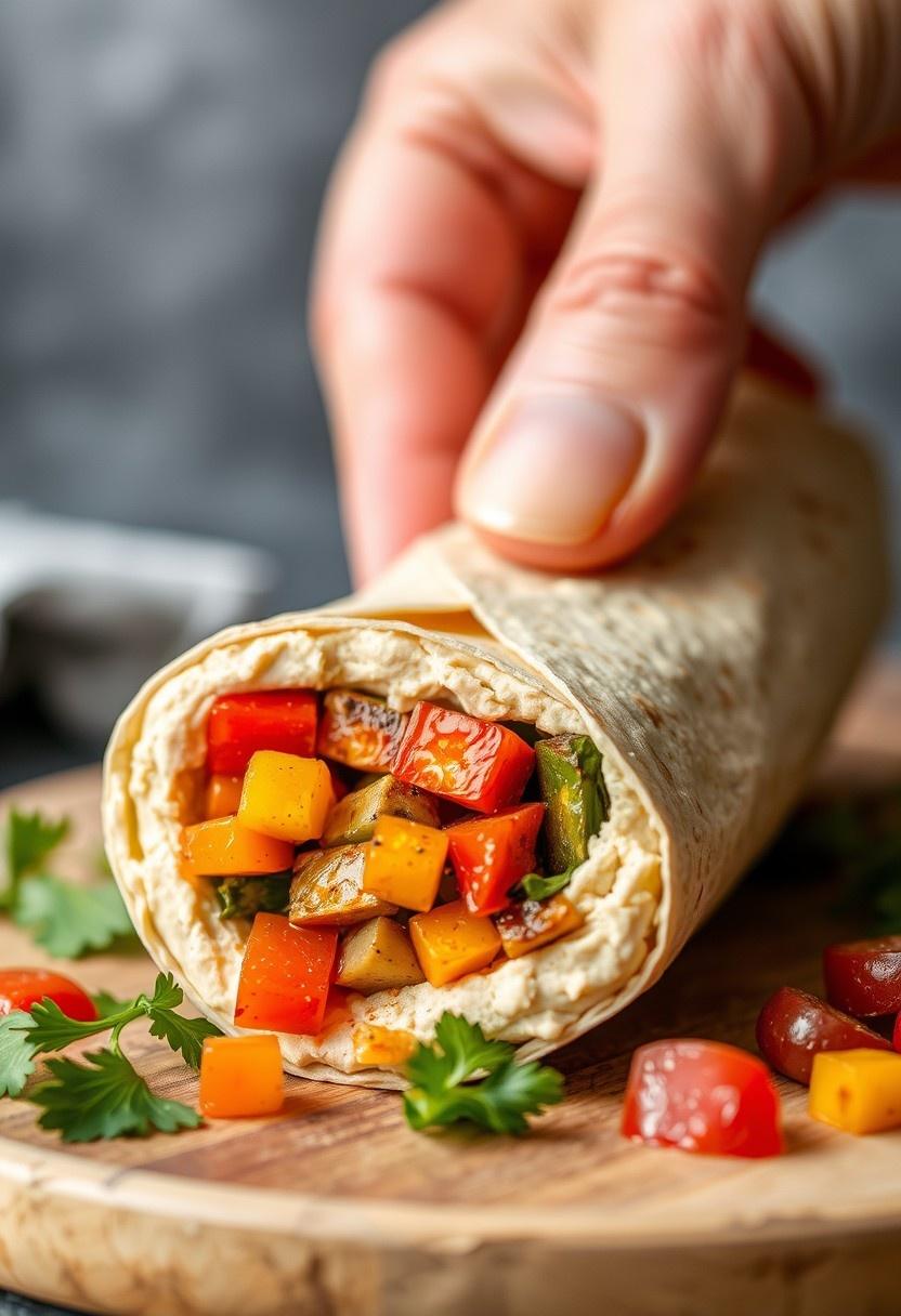 Hummus and Roasted Vegetable Wrap