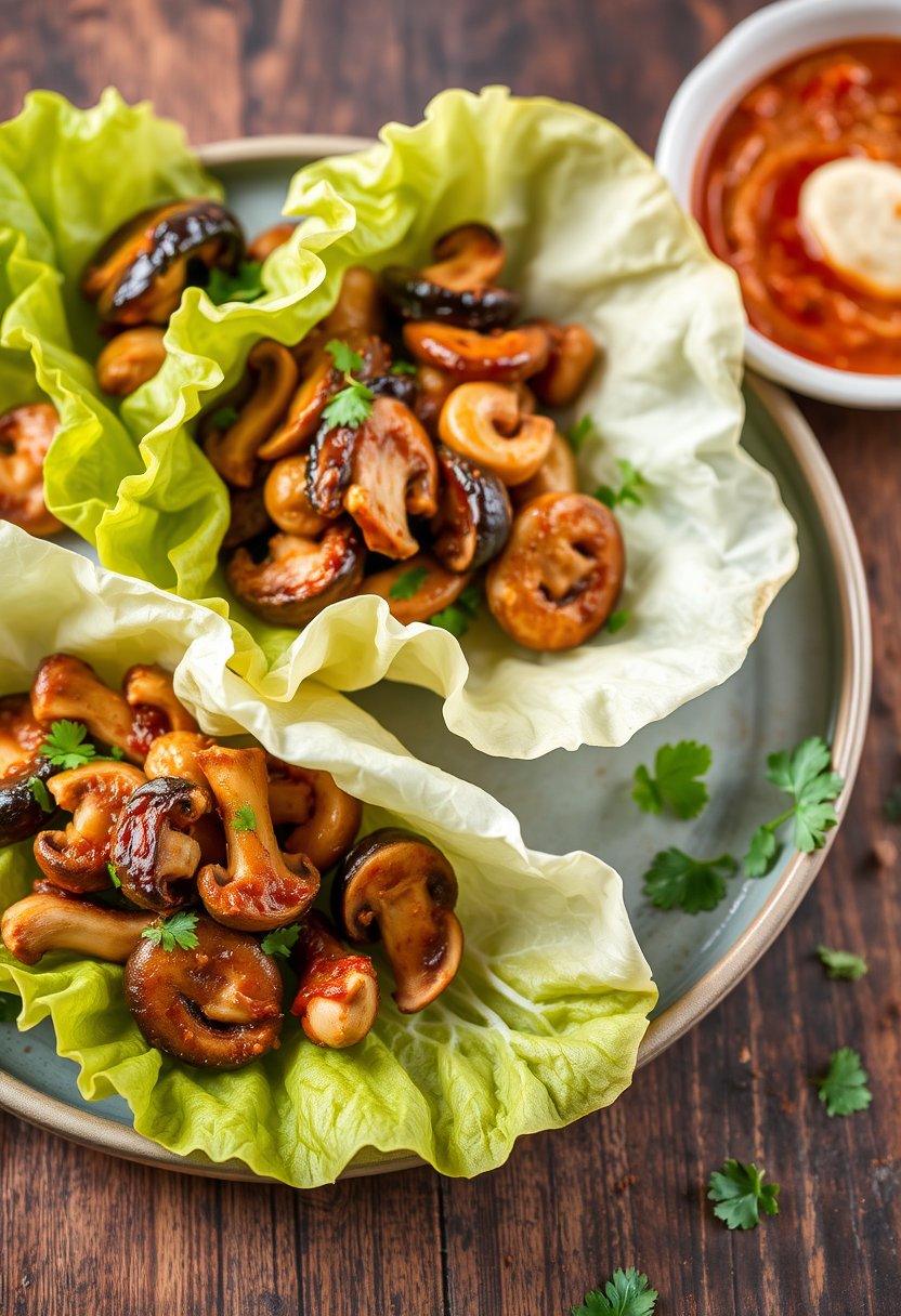 Jerk Mushroom Lettuce Wraps