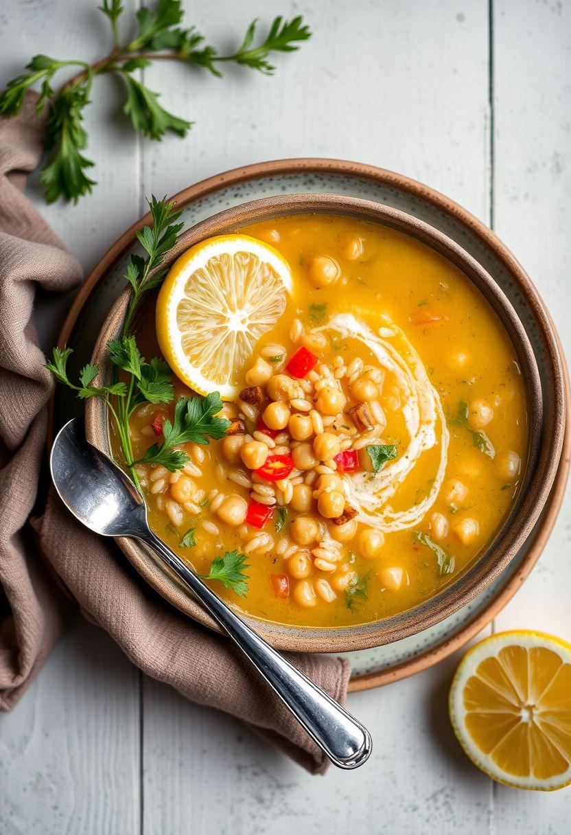 . **Lemon Chickpea Orzo Soup**