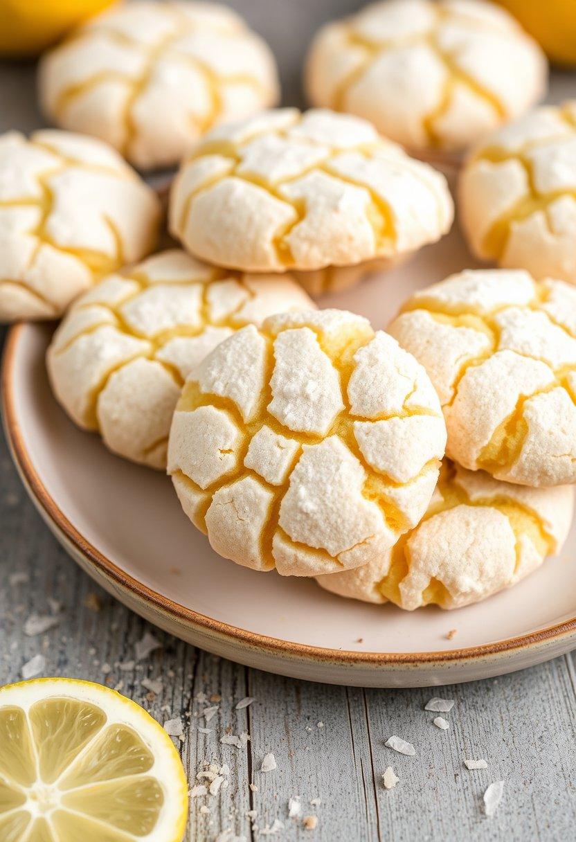 Lemon Coconut Crinkle Cookies