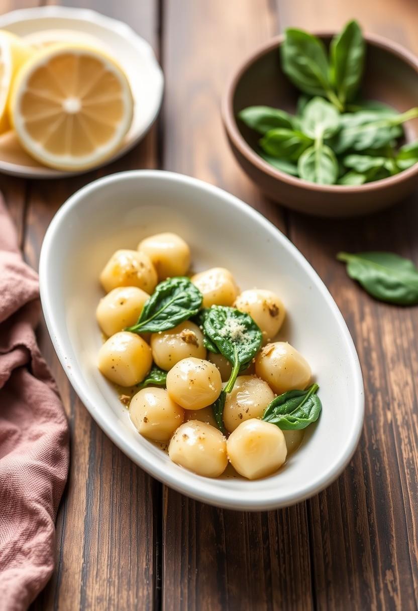 Lemon Garlic Gnocchi with Spinach