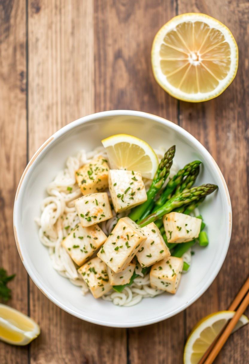 Lemon Herb Tofu and Asparagus Bowl