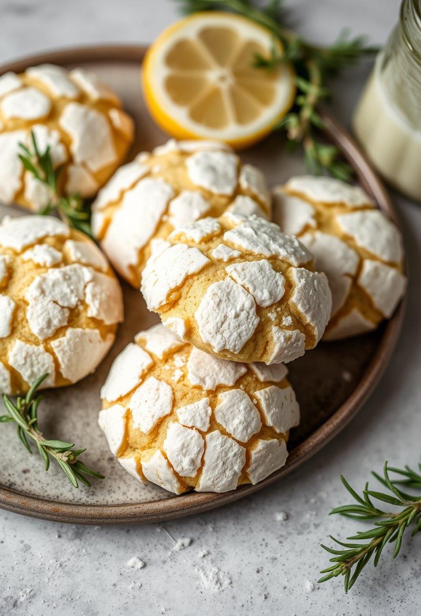 Lemon Rosemary Crinkle Cookies