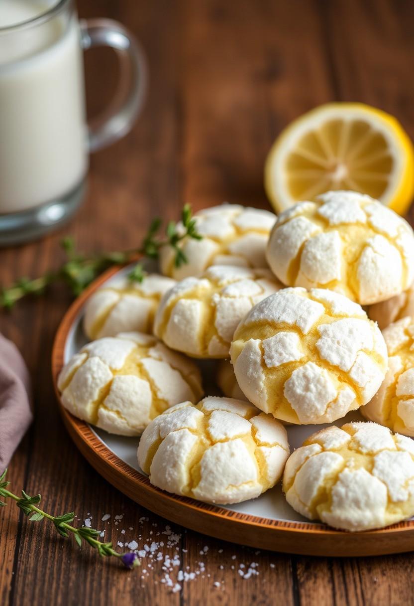 Lemon Thyme Crinkle Cookies