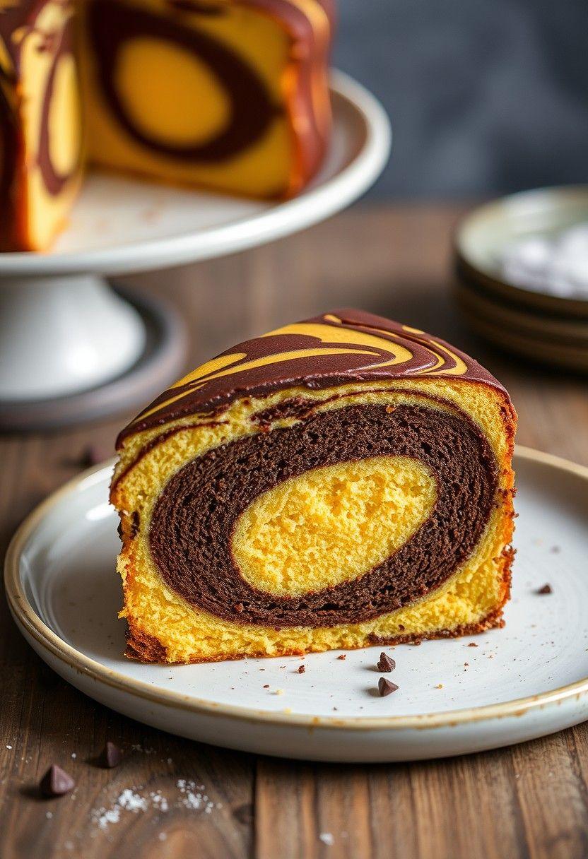 Marbled Chocolate Vegan Yellow Cake