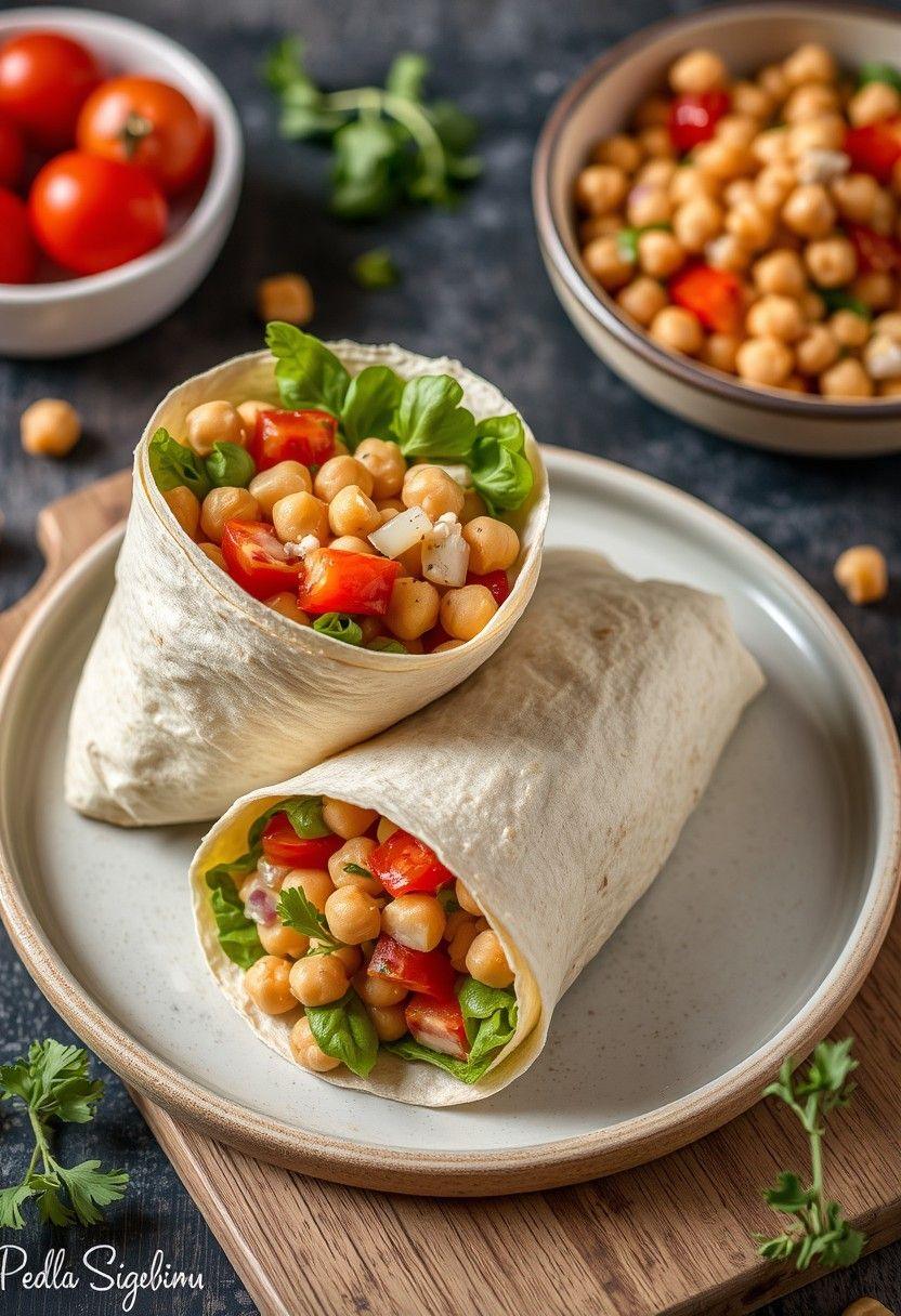 Mediterranean Chickpea Salad Wraps