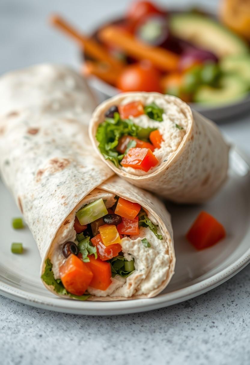 Mediterranean Veggie and Hummus Wrap