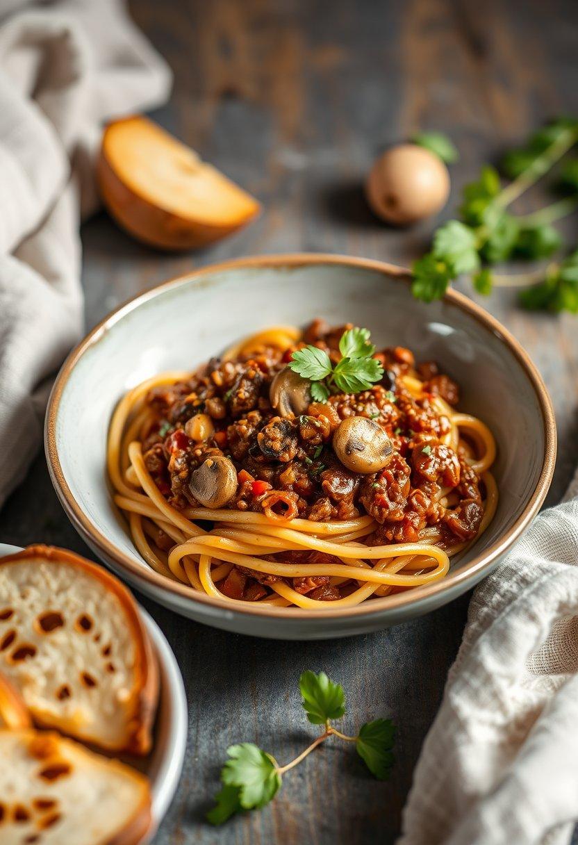 Mushroom Walnut Bolognese