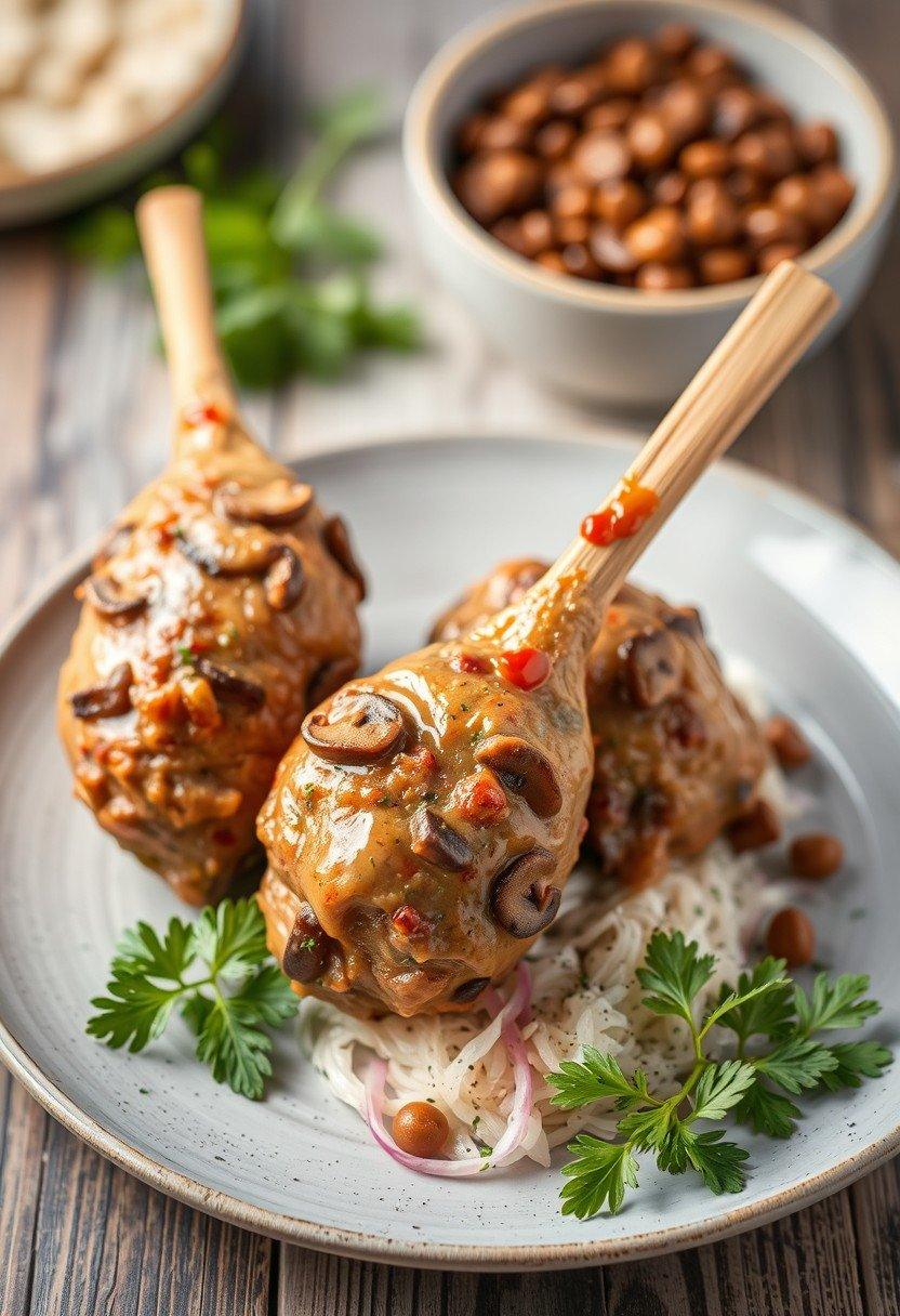 Mushroom and Lentil Drumsticks