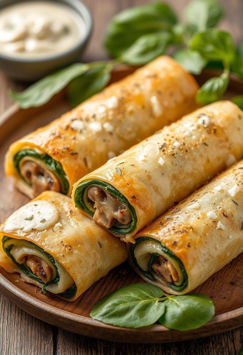 Mushroom and Spinach Rolls