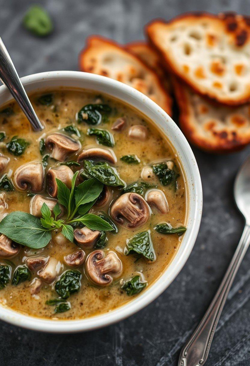 Mushroom and Spinach Zuppa Toscana