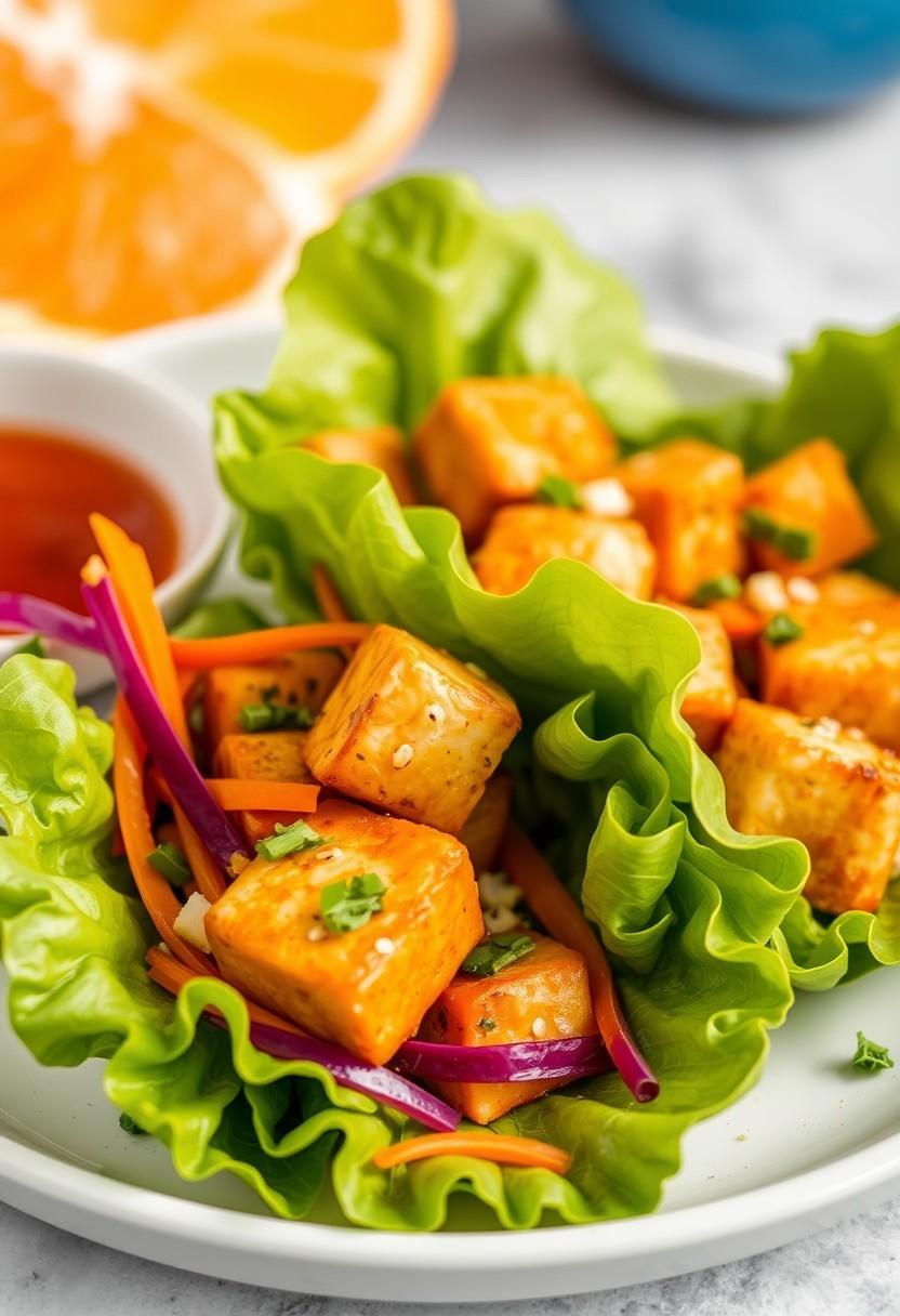 Orange Tofu Lettuce Wraps