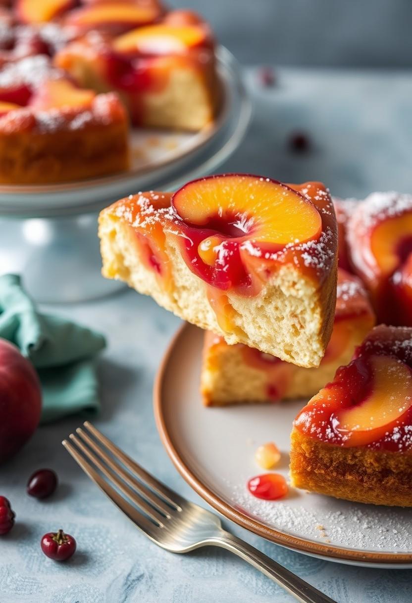 Peach Melba Upside Down Cake