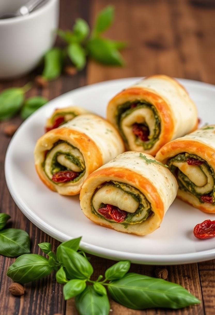 Pesto and Sun-Dried Tomato Pizza Rolls