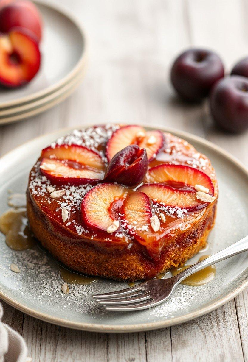 Plum Almond Upside Down Cake