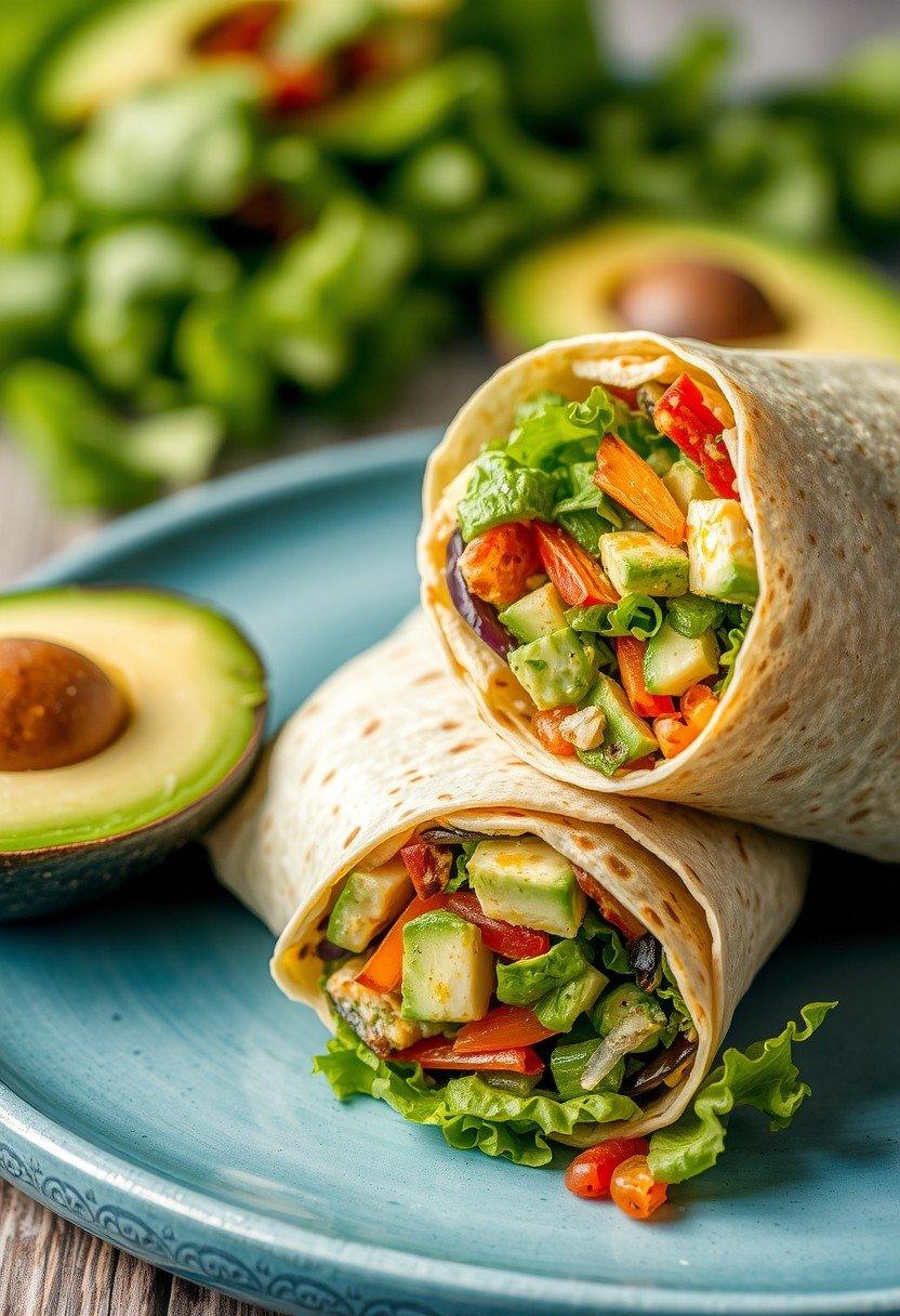 Rainbow Veggie and Avocado Wrap