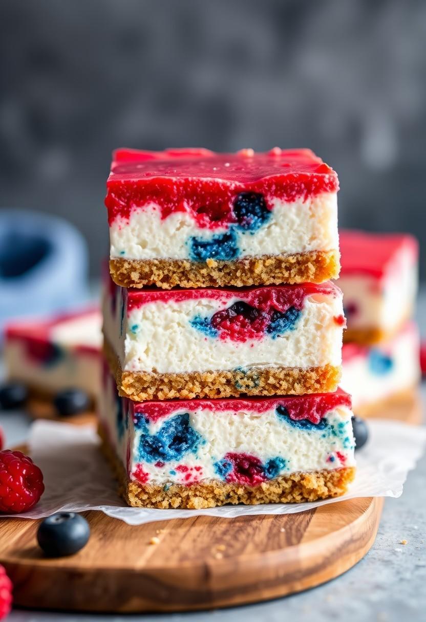 Red, White, and Blue Vegan Cheesecake Bars