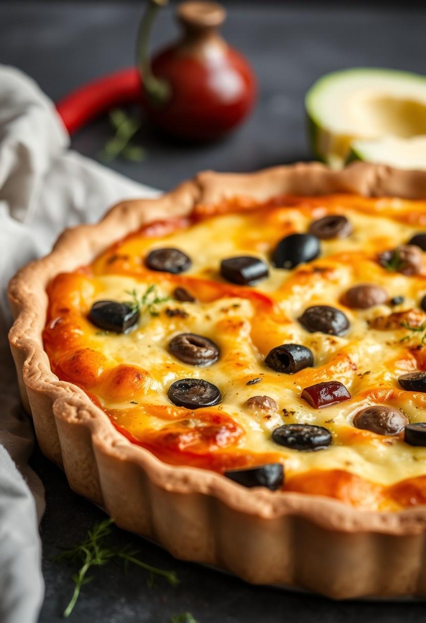 Roasted Red Pepper and Olive Quiche