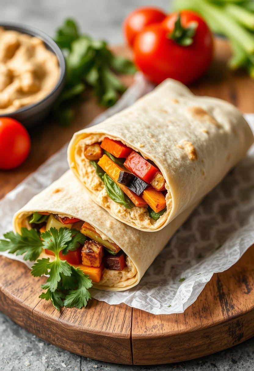 Roasted Vegetable and Hummus Wrap