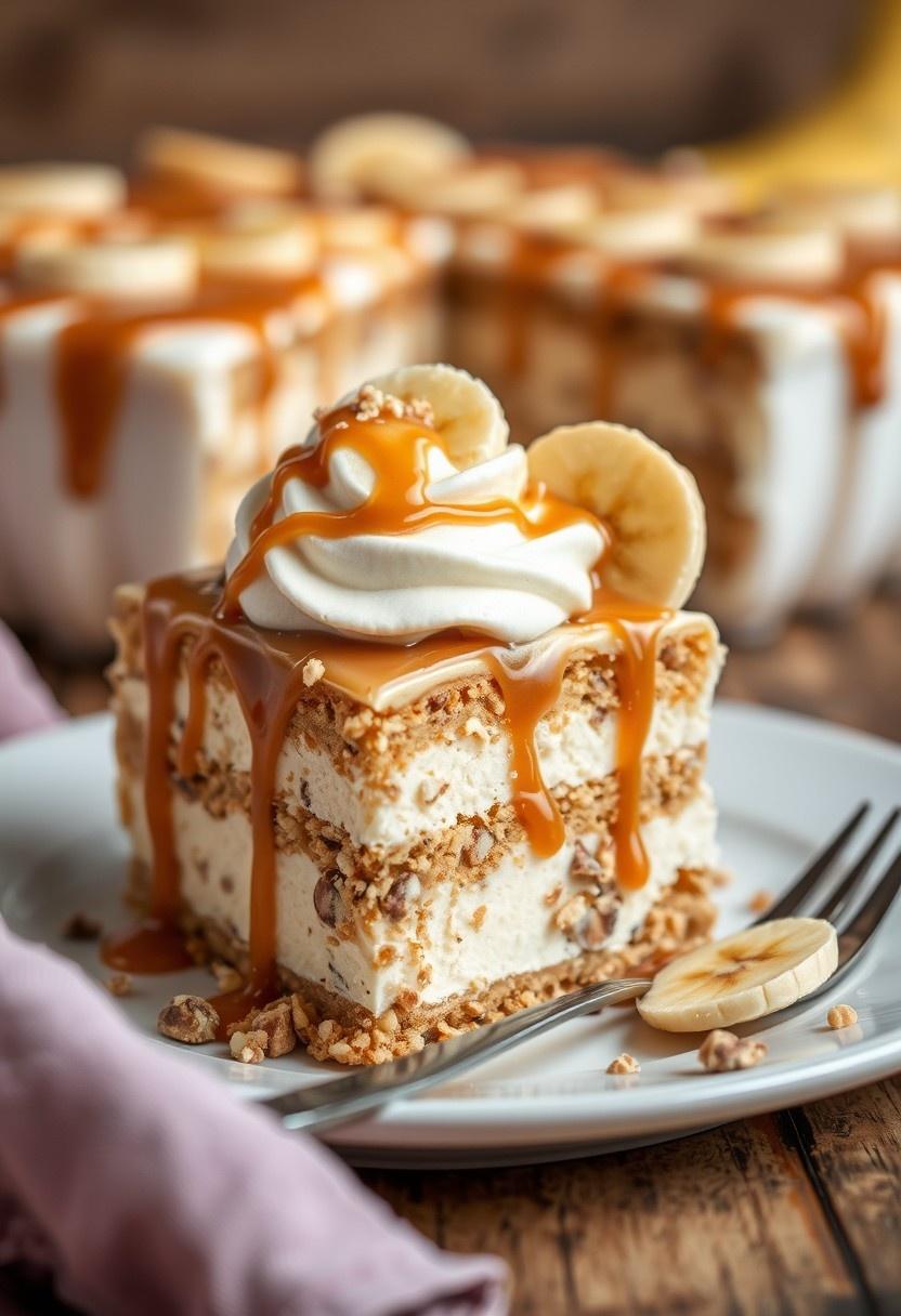 Salted Caramel Banana Ice Cream Cake