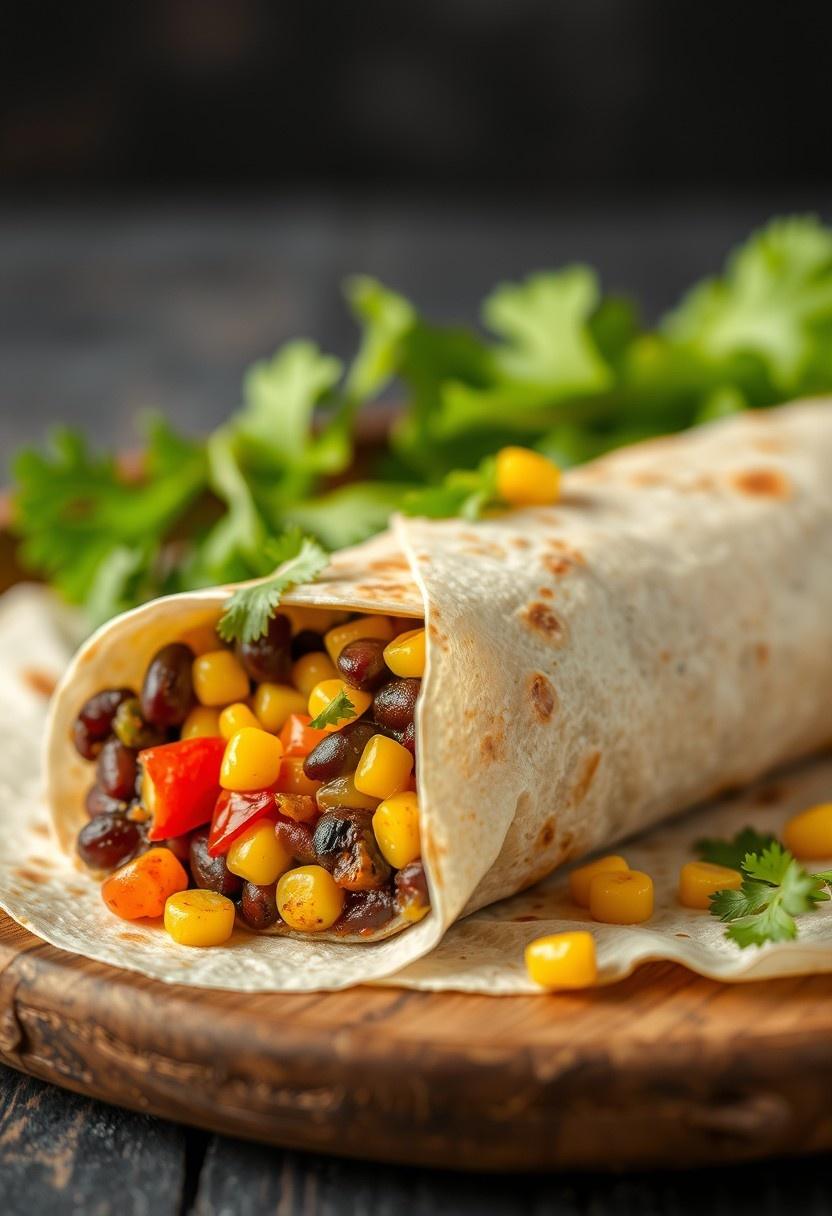 Spicy Black Bean and Corn Wrap