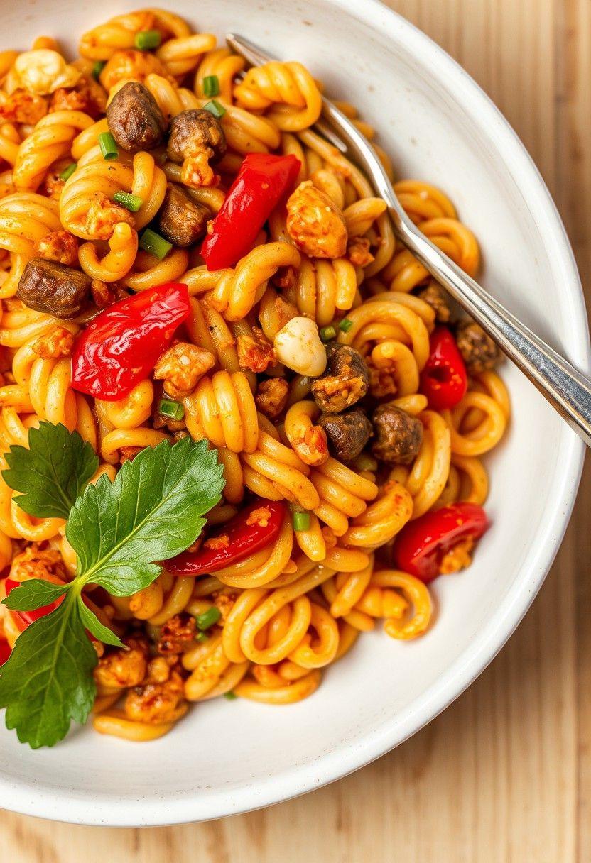 Spicy Peanut Orzo Stir-Fry