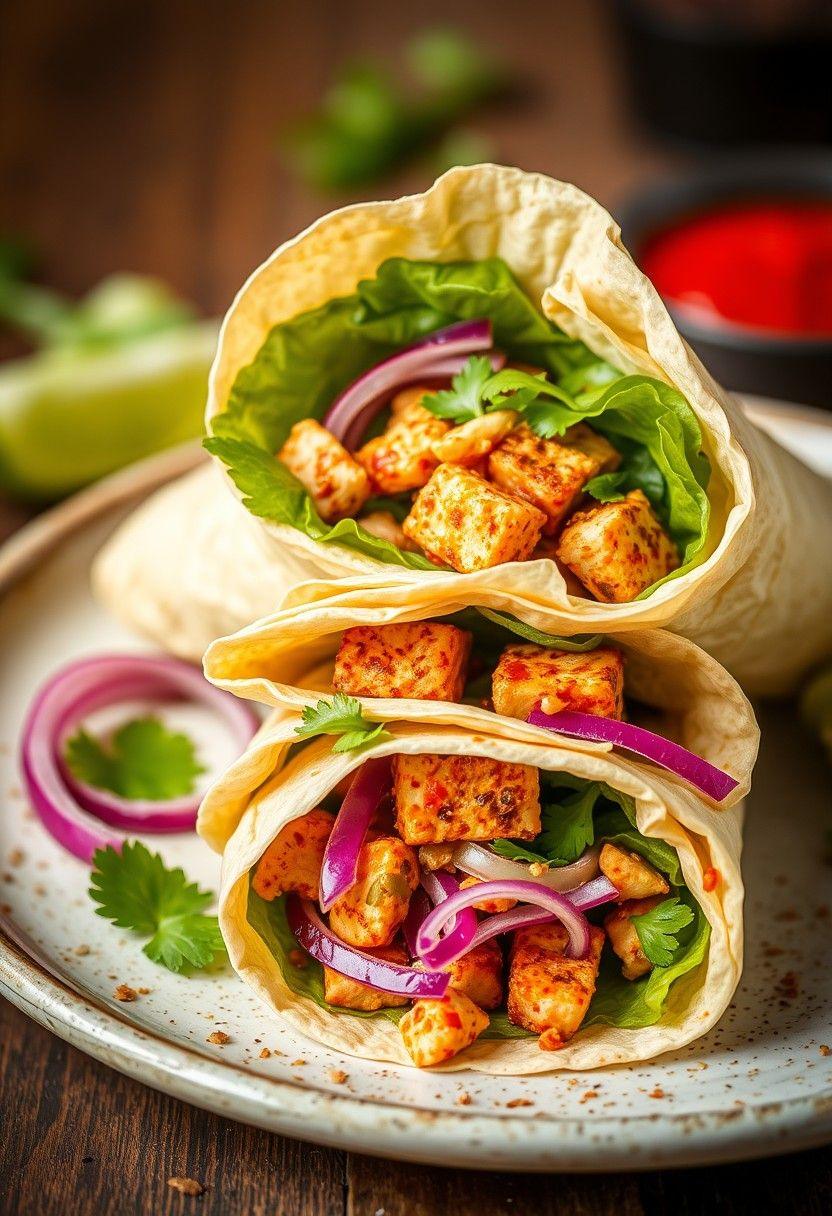 Spicy Thai Peanut Tofu Wraps