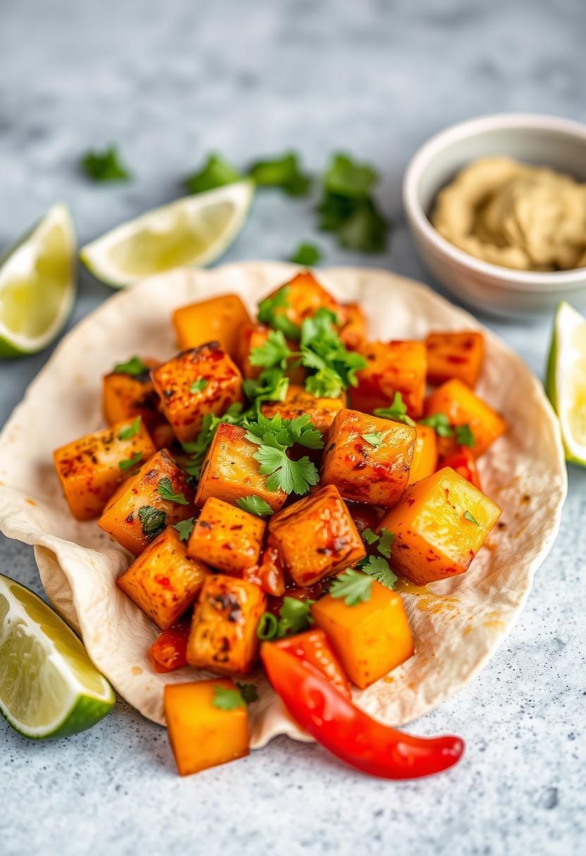 Spicy Tofu and Pineapple Fajitas